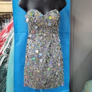 PARTYTIME SILVER HOMECOMING DRESS